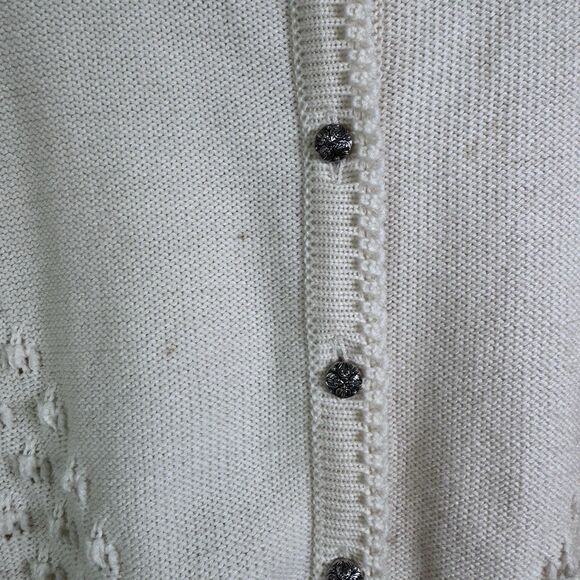 Vintage 70s Silber-Distel-Trachten Cream Wool Cardigan Silver Buttons Size 10 - Picture 3 of 5